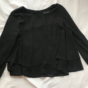 BLACK ZARA BLOUSE with detailing and tiers